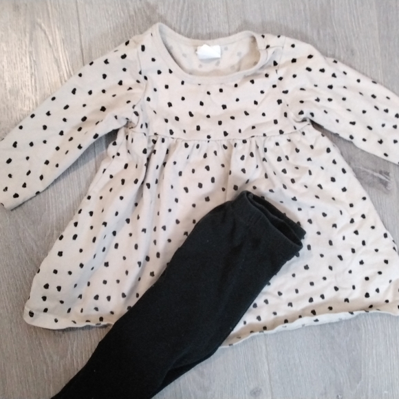 Sz 6-9 months h&m beige l poka dot set l beige and black l girl - Picture 2 of 4